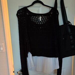 Maeve by Anthropologie Knit Sweater with White Pleated Hem